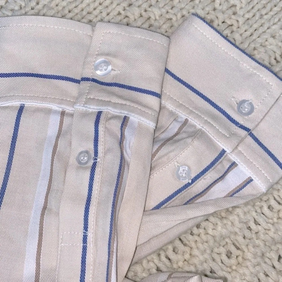 Kal Rieman tan striped button down top size 14 - Picture 6 of 9